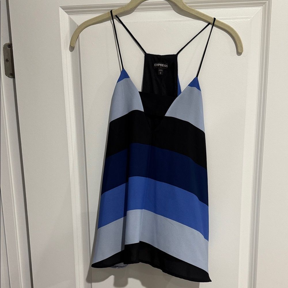 Express Women's Blue and Black Striped Camisole